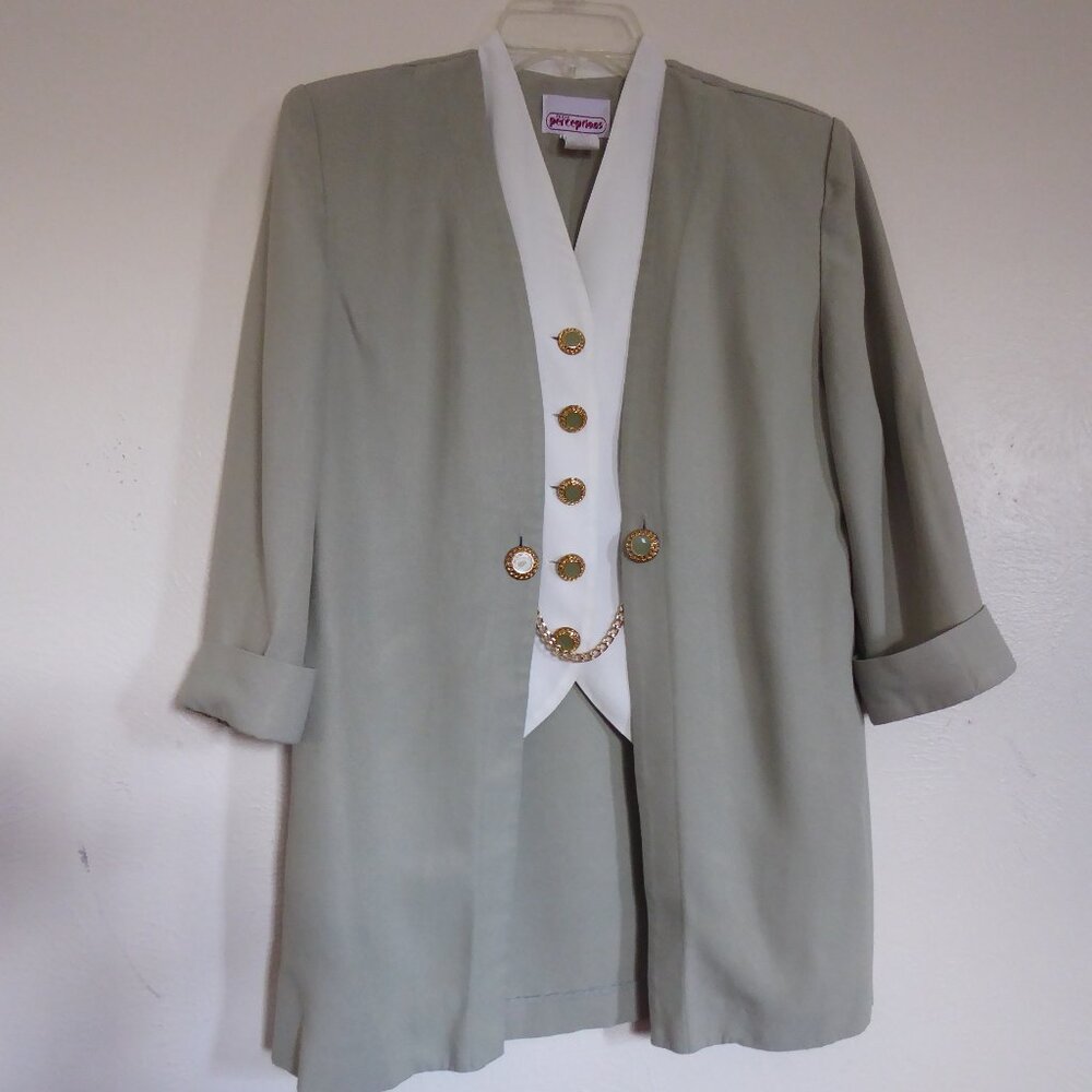 Green Blazer with Vest and Button Closure